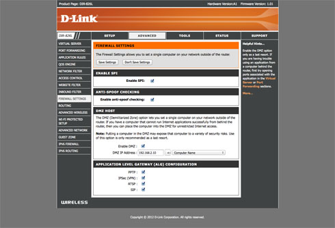 D-Link DIR-826L - Funkcje bezpieczeństwa sieci LAN i WAN