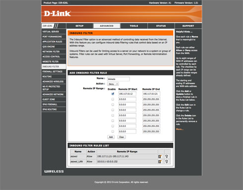 D-Link DIR-826L - Funkcje bezpieczeństwa sieci LAN i WAN