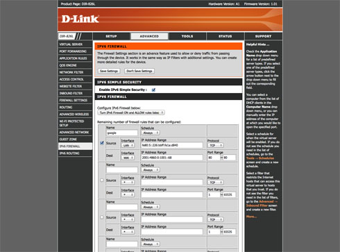 D-Link DIR-826L - Funkcje bezpieczeństwa sieci LAN i WAN