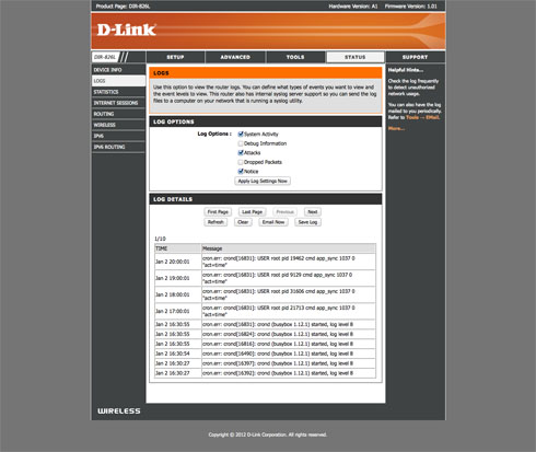 D-Link DIR-826L - Funkcje informacyjne i administracyjne