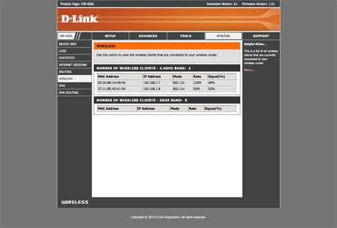 D-Link DIR-826L - Funkcje informacyjne i administracyjne
