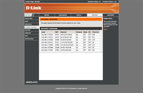 D-Link DIR-826L - Funkcje informacyjne i administracyjne